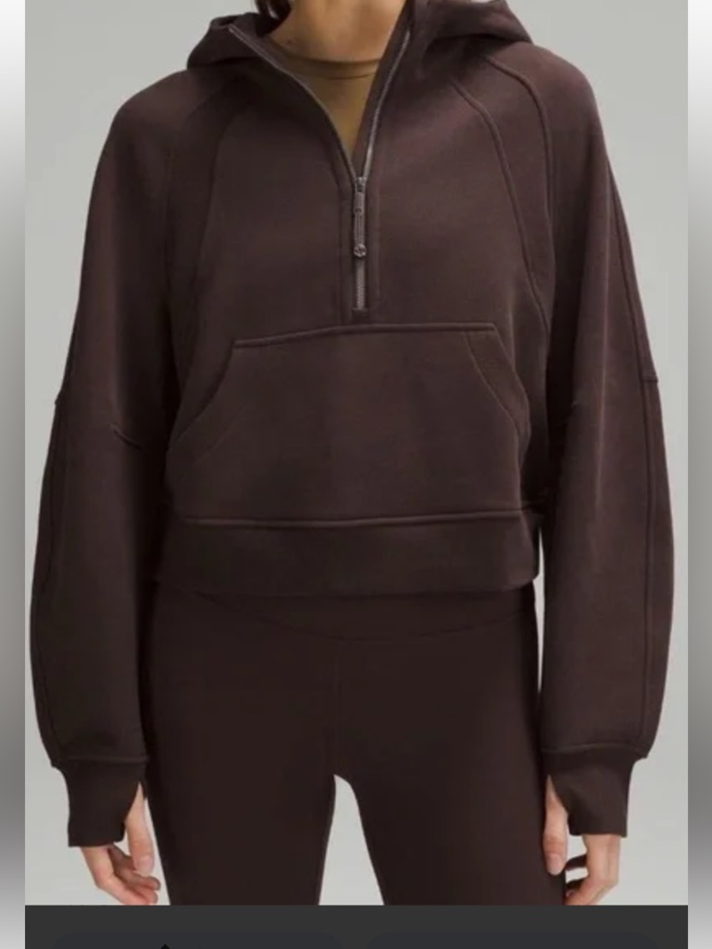 Scuba oversized half-zip hoodie espresso M/L